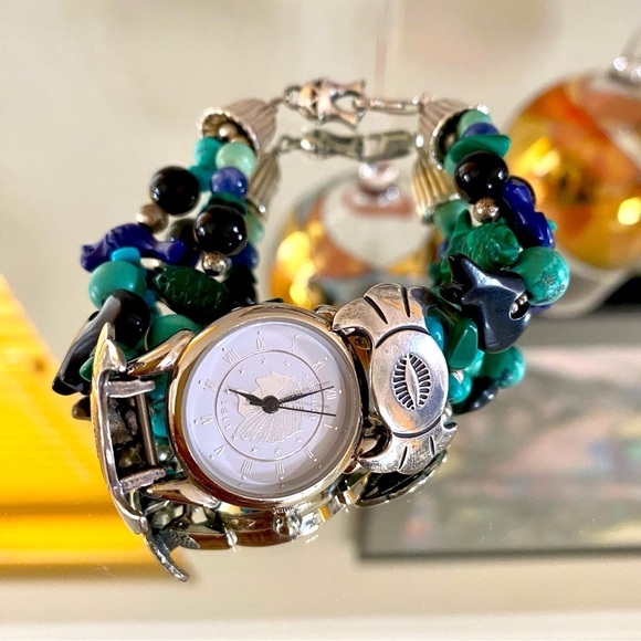 Handmade Jewelry - Navajo Sterling Silver Turquoise Fetish Native American Watch